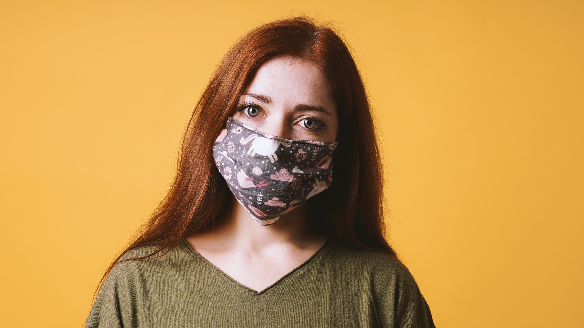 Woman Wearing Cloth Face Mask 